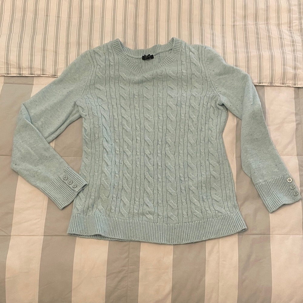Talbots Soft Blue Cable Knit Sweater